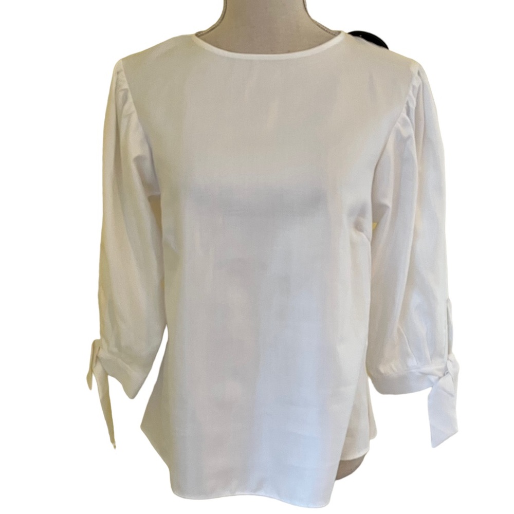 Closet London White Gathered Sleeve Tie Cuff Blouse 6